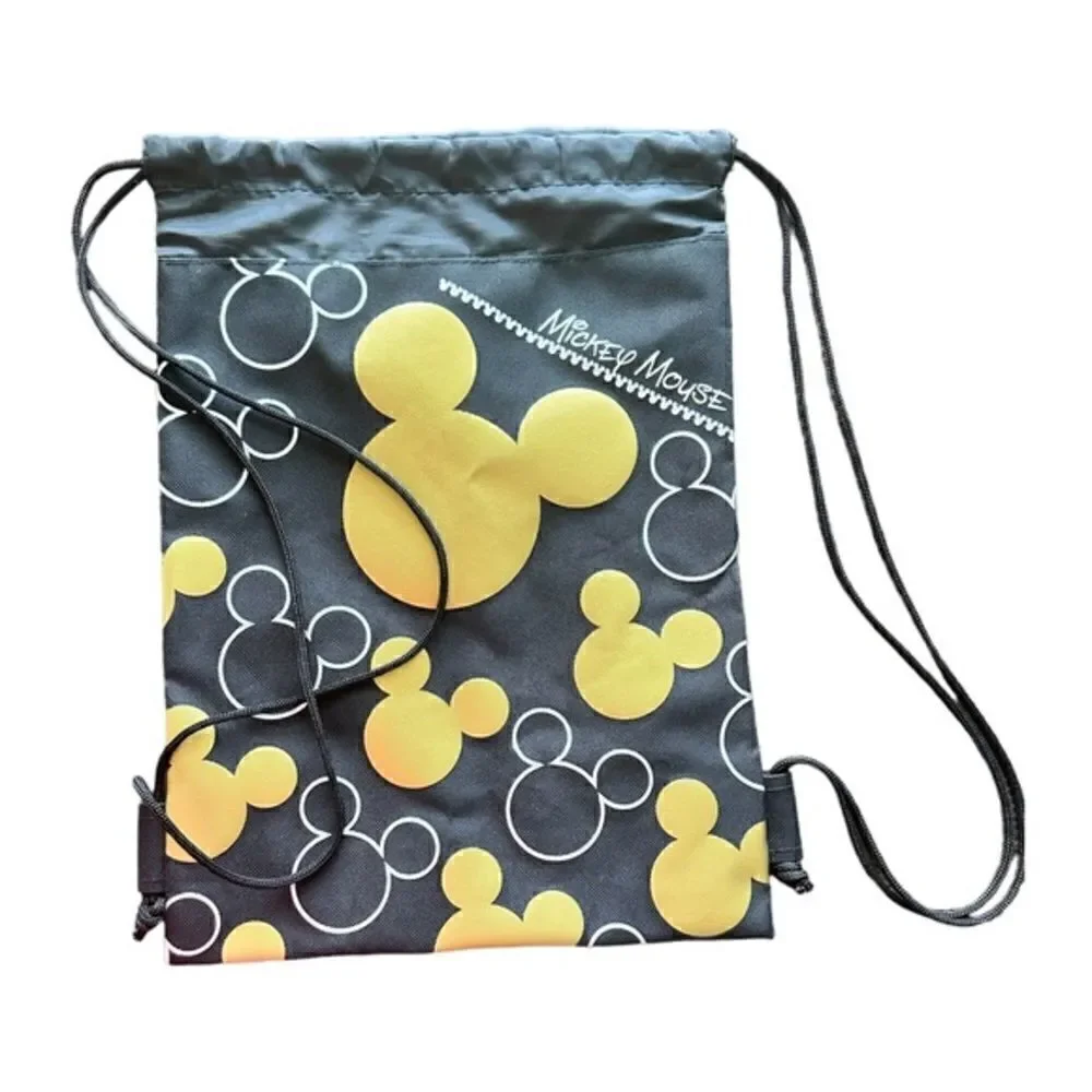 NWOT - Disney Drawstring Bag. Black with Gold Mickey Mouse